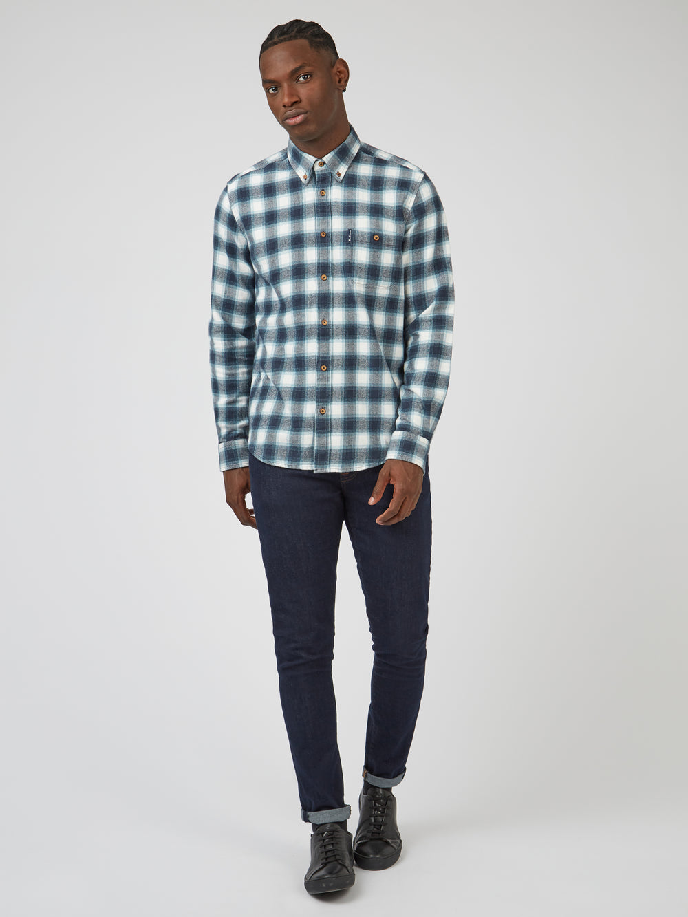 Green Ben Sherman Brushed Ombre Check Flannel Shirts | 6713-NIXYM