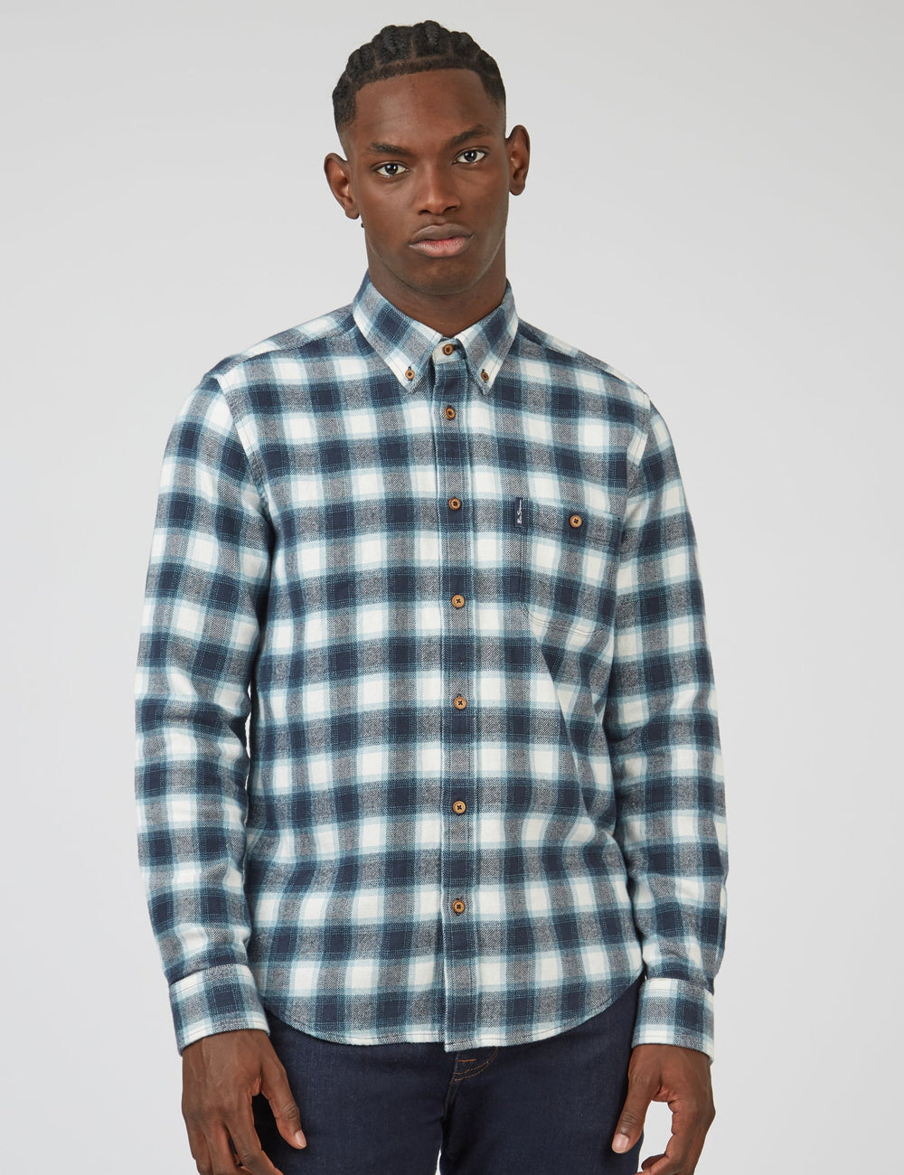 Green Ben Sherman Brushed Ombre Check Flannel Shirts | 6713-NIXYM