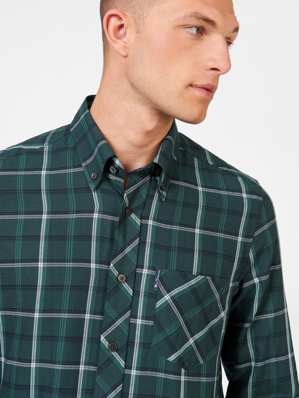 Green Ben Sherman Grid Check Shirts | 6752-YNXJD