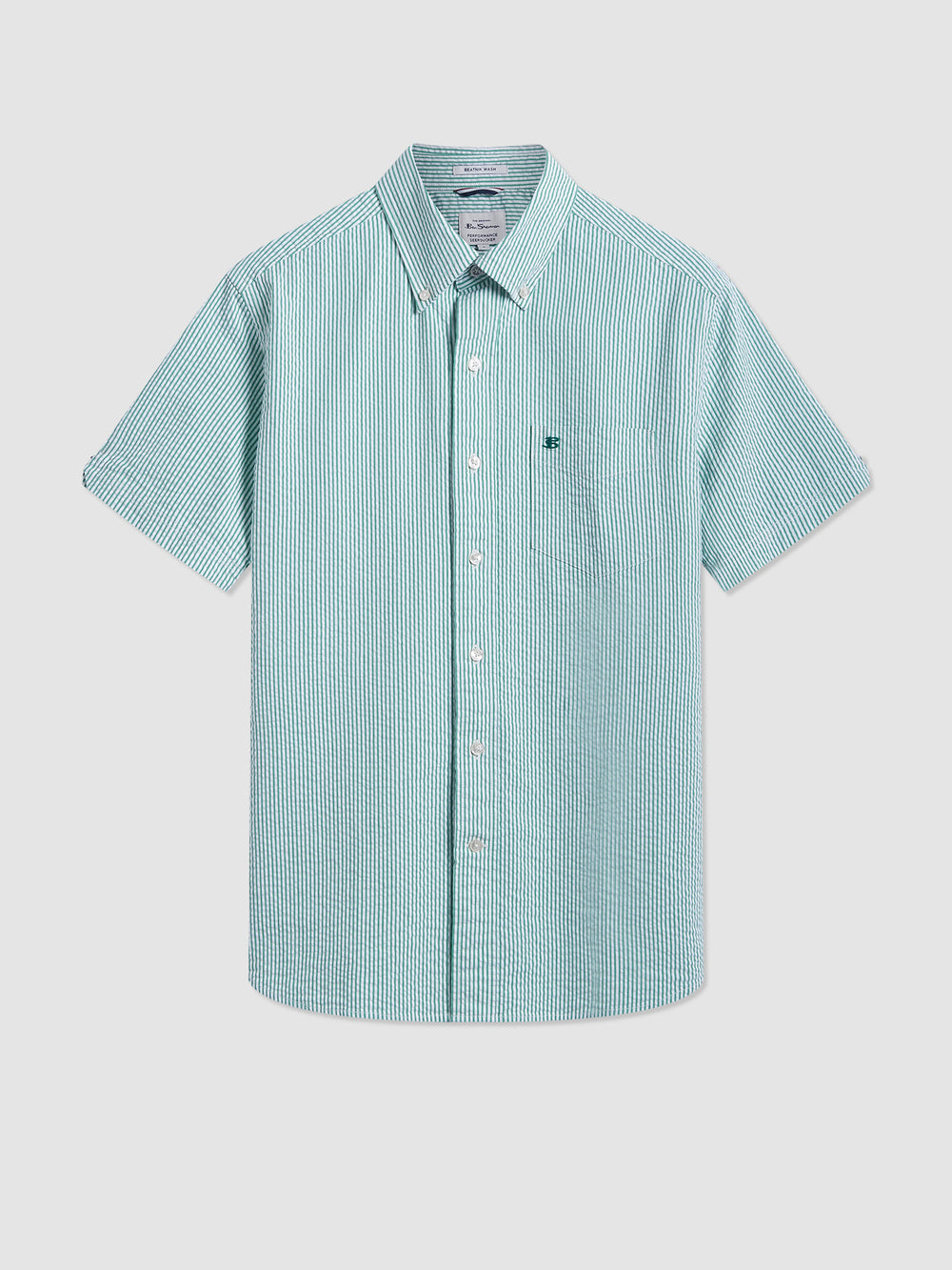 Green Ben Sherman Seersucker Bengal Stripe Shirts | 5976-FOGVD