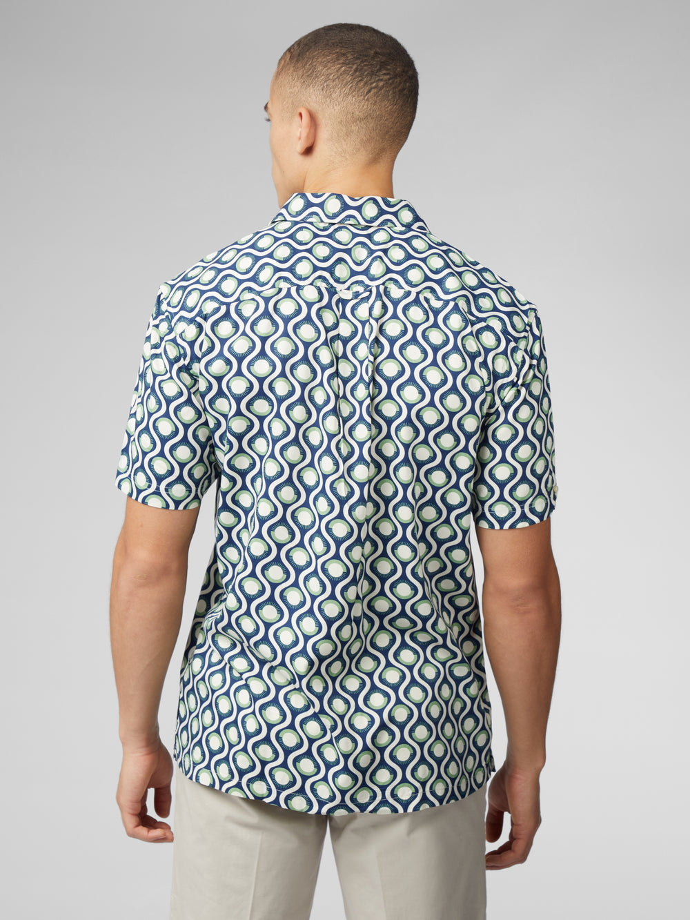 Green Ben Sherman Signature Retro Geo Shirts | 1980-NLPZC