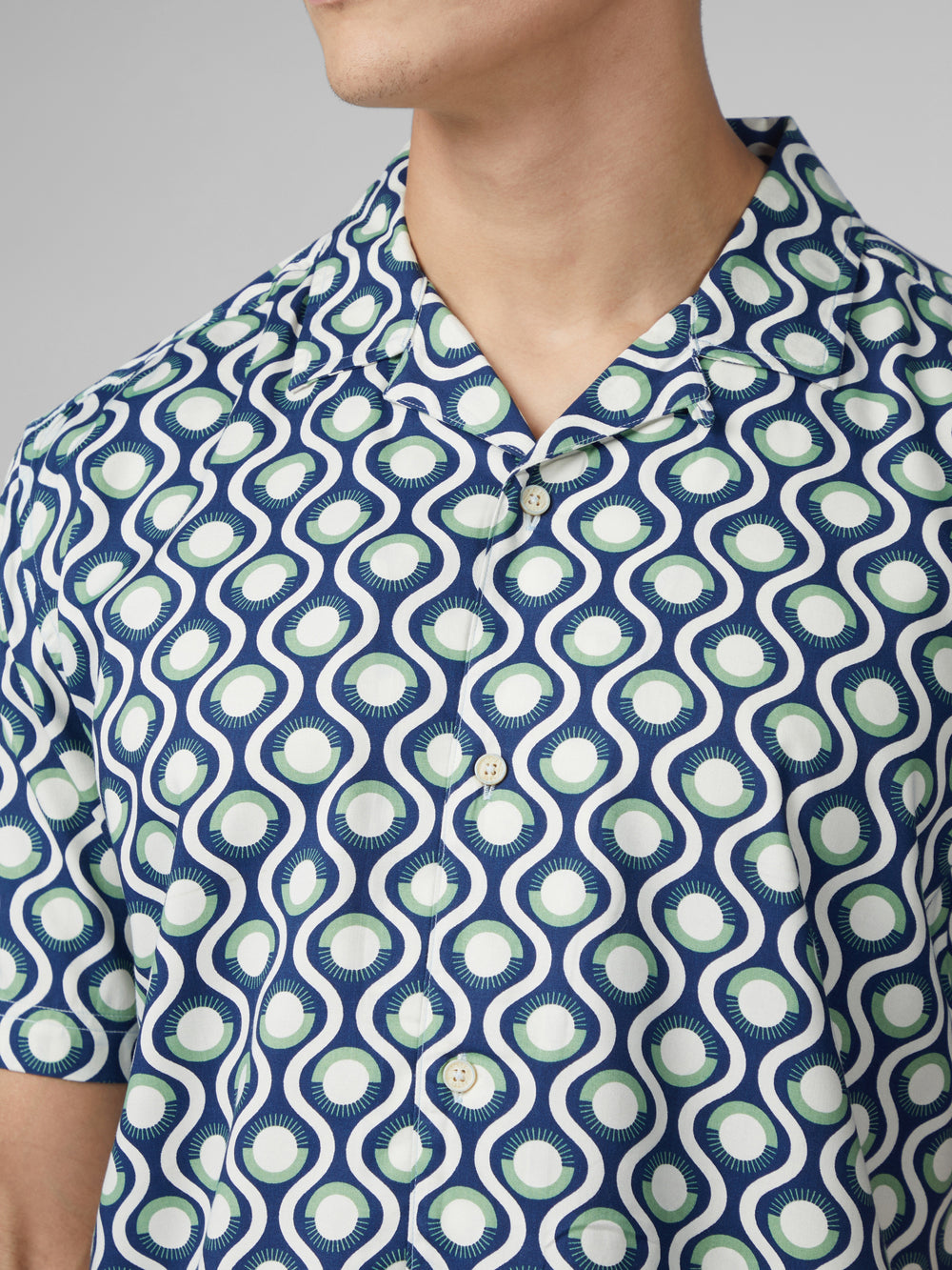 Green Ben Sherman Signature Retro Geo Shirts | 1980-NLPZC