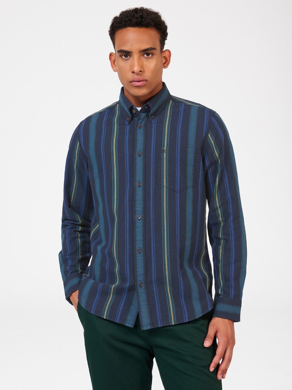 Green Ben Sherman Signature Striped Oxford Shirts | 2180-WYBST