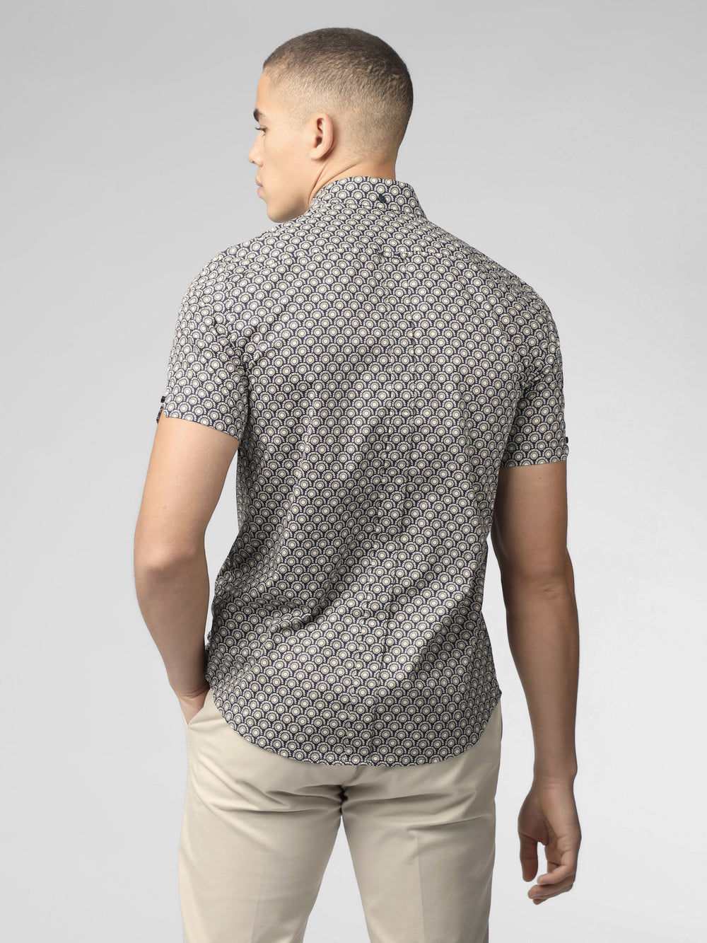 Grey Ben Sherman Block Geo Shirts | 9817-NYORK