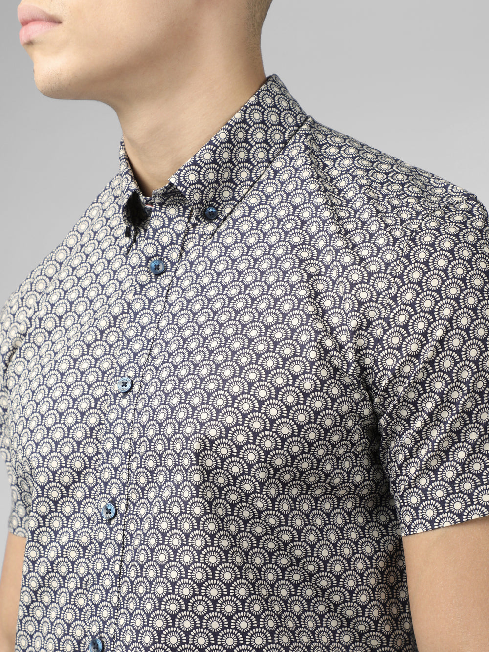 Grey Ben Sherman Block Geo Shirts | 9817-NYORK