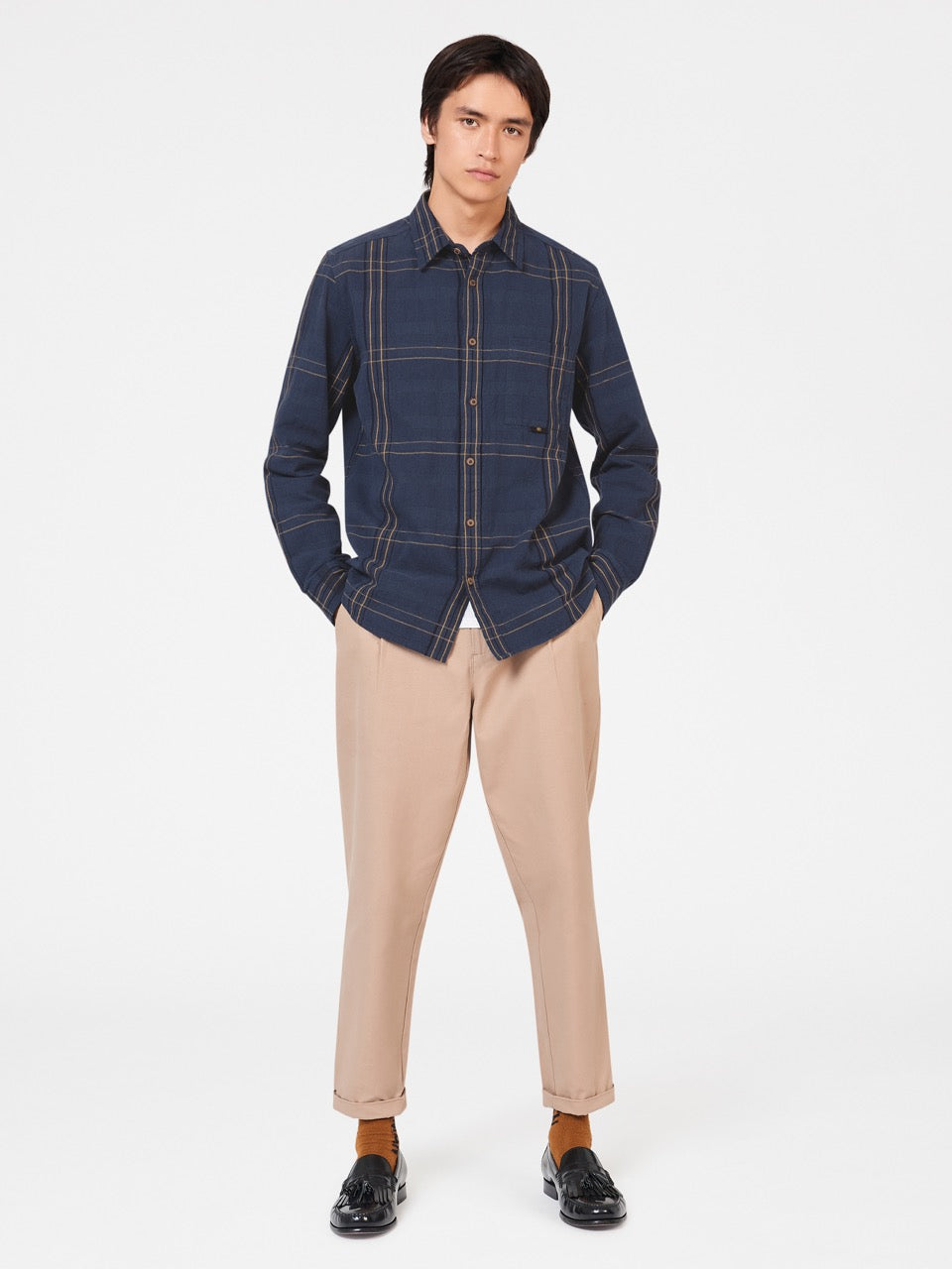 Indigo Ben Sherman B by Ben Sherman Indigo Check Shirts | 4053-NJBDU