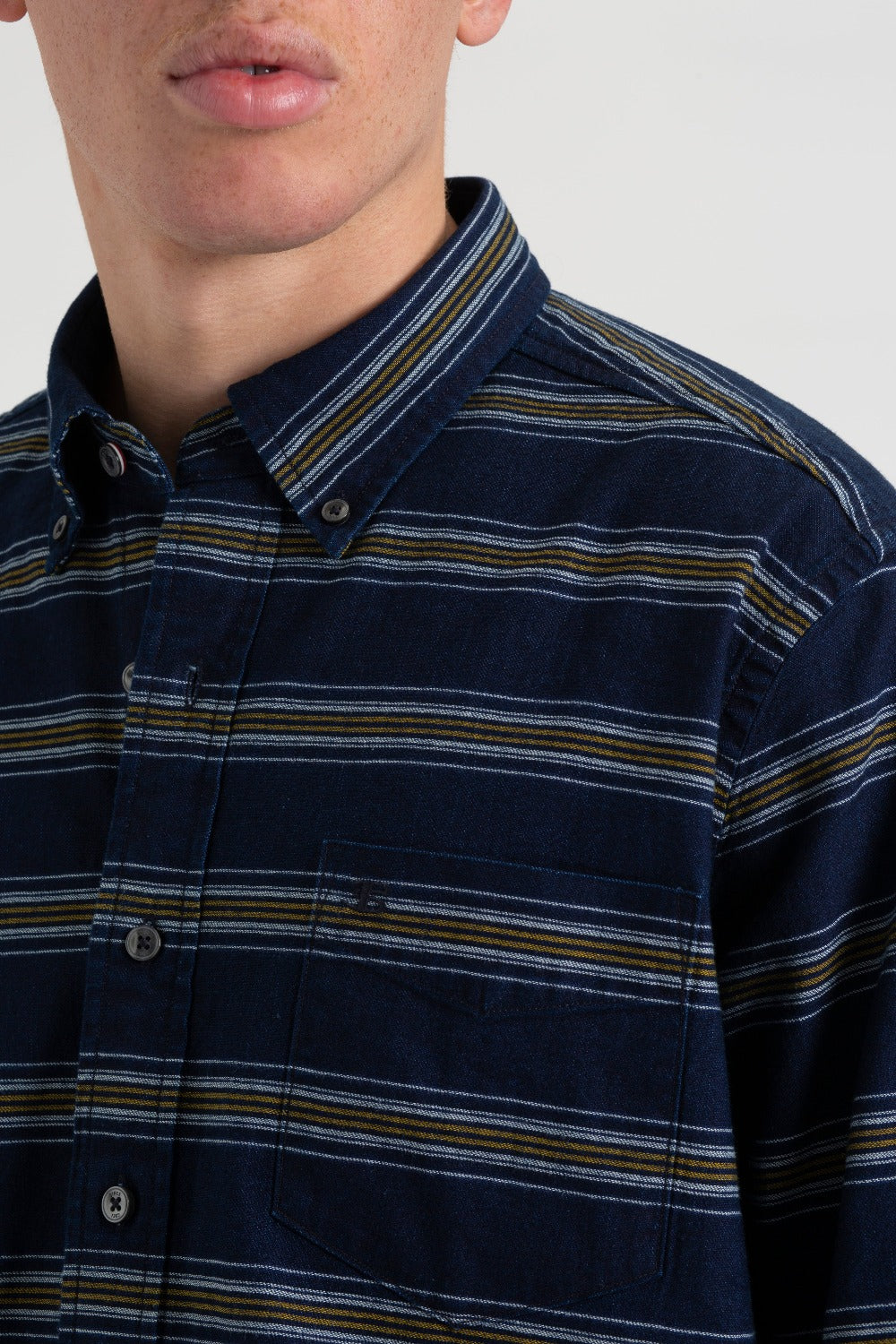 Indigo Ben Sherman Dalston Blues Long Sleeve Indigo Stripe Shirts | 6318-ZKGDW