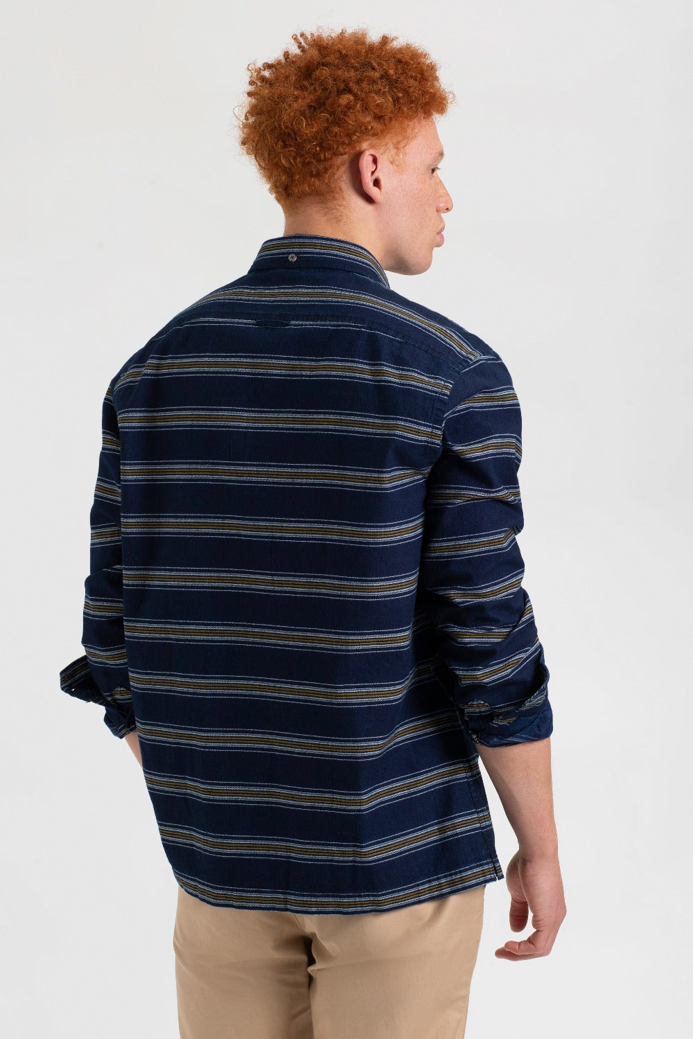 Indigo Ben Sherman Dalston Blues Long Sleeve Indigo Stripe Shirts | 6318-ZKGDW