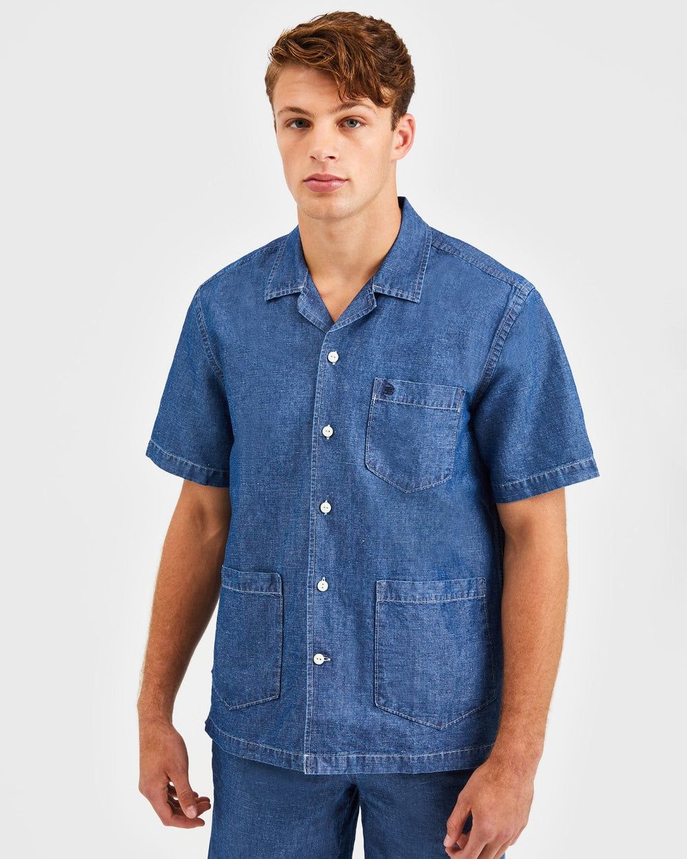 Indigo Ben Sherman Hastings Garment Dye Chambray Shirts | 3849-RMXGL