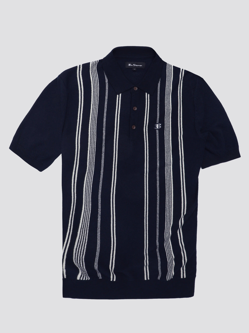 Navy Ben Sherman B by Ben Sherman Crinkle Cotton Stripe Polo Knitwear | 6739-OJHVG