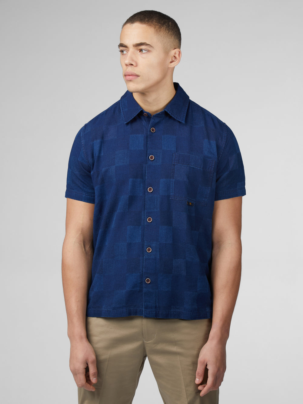 Navy Ben Sherman B by Ben Sherman Indigo Check Shirts | 5987-IMJVA