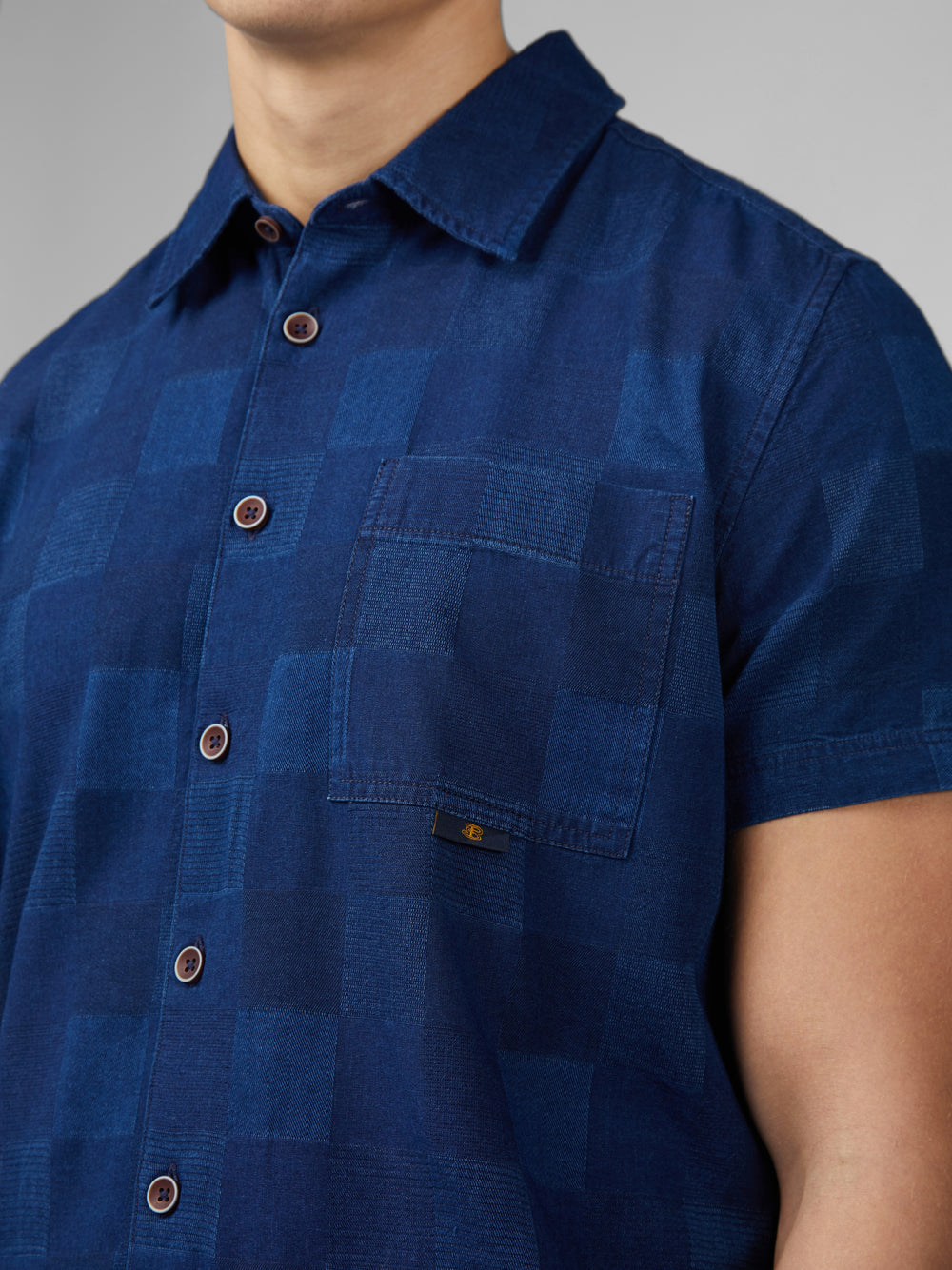 Navy Ben Sherman B by Ben Sherman Indigo Check Shirts | 5987-IMJVA