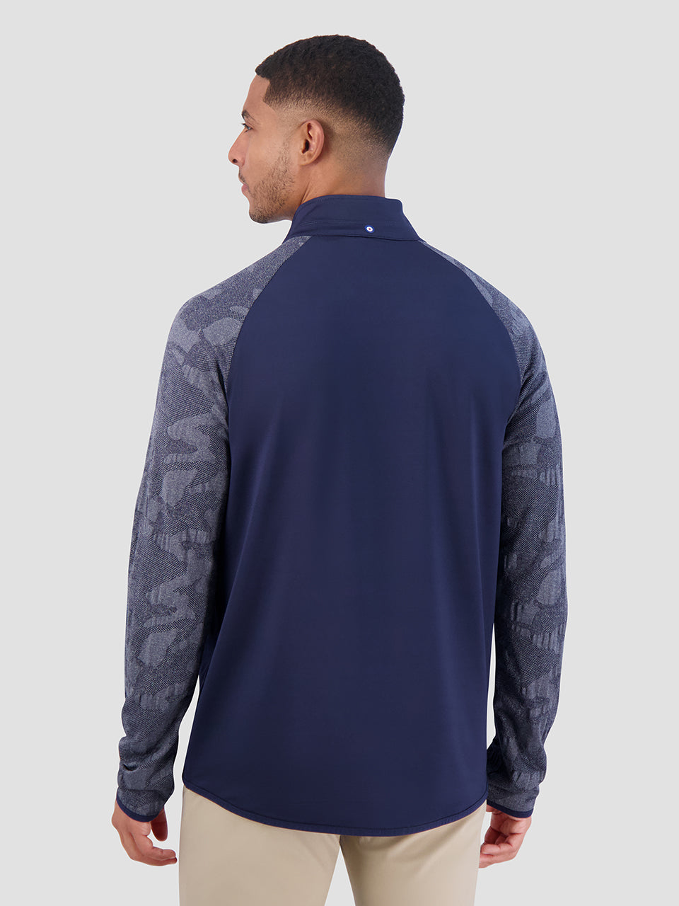 Navy Ben Sherman Camo Jacq. Sleeve Quarter Zip Jackets | 5497-IKCHR