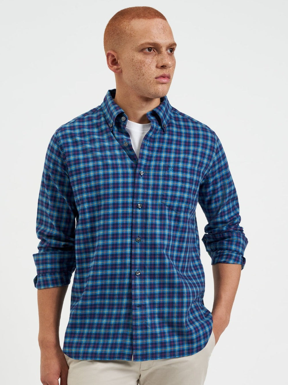 Navy Ben Sherman House Tartan Twill Shirts | 3928-CSJUN