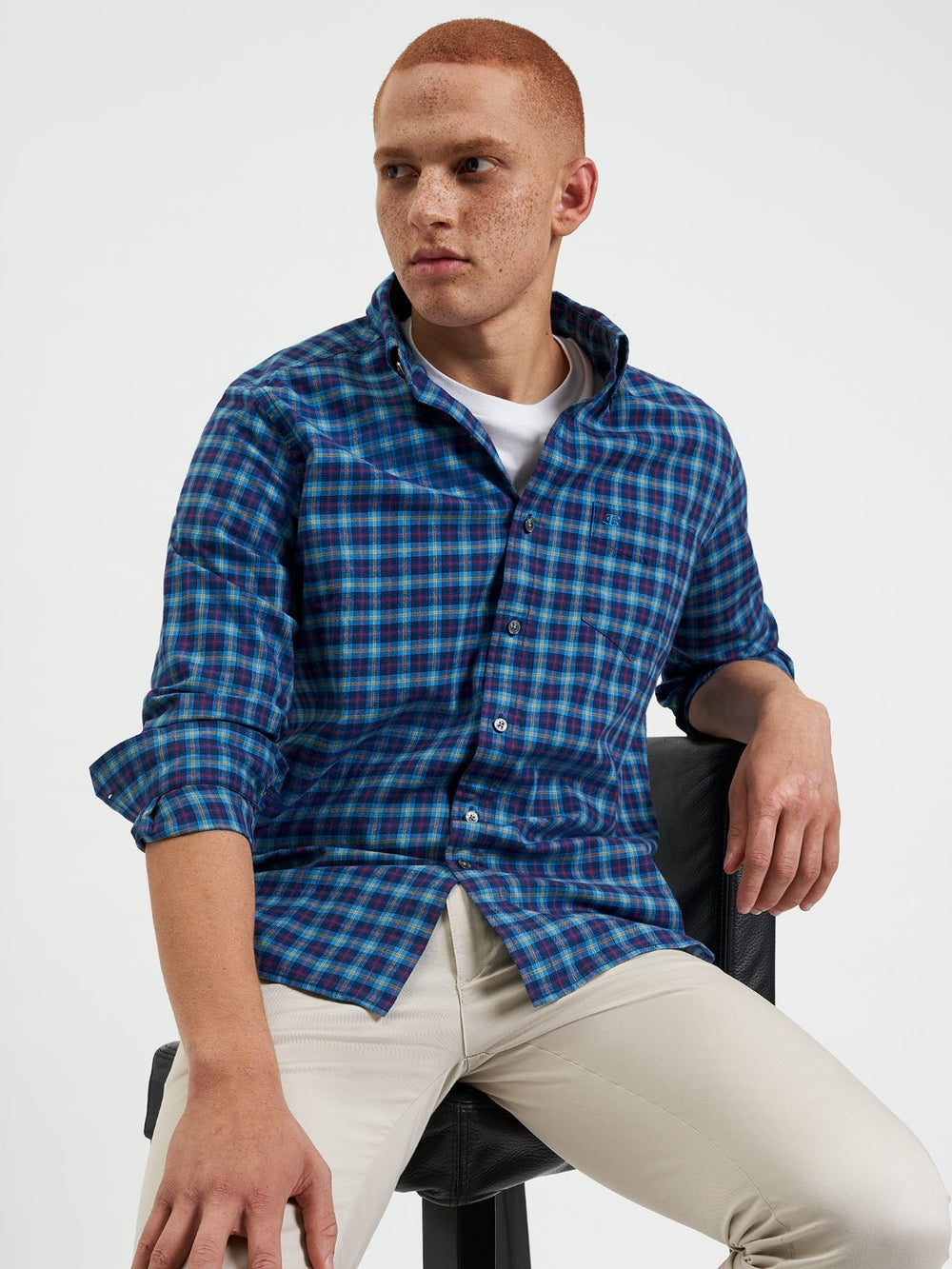 Navy Ben Sherman House Tartan Twill Shirts | 3928-CSJUN