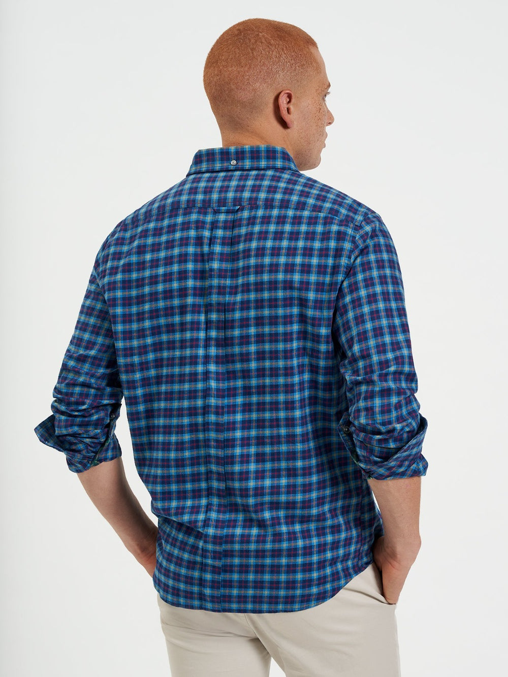 Navy Ben Sherman House Tartan Twill Shirts | 3928-CSJUN