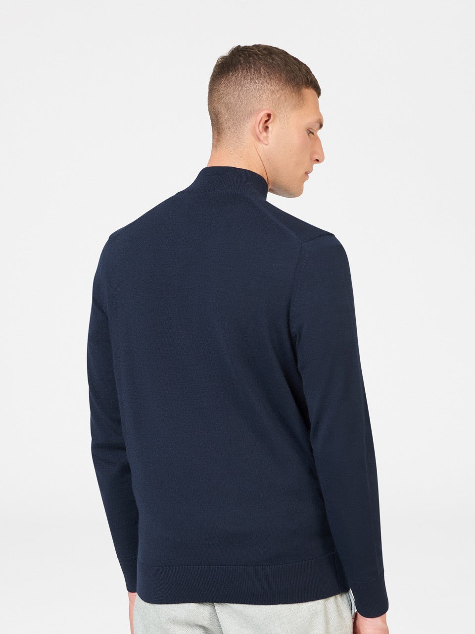 Navy Ben Sherman Merino Half-Zip Knitwear | 7493-CREDL