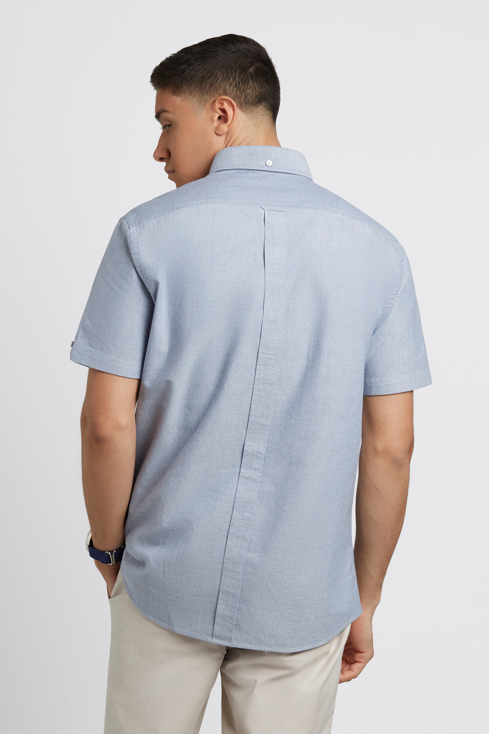 Navy Ben Sherman Short Sleeve Brighton Oxford Organic Shirts | 9384-DXKPW