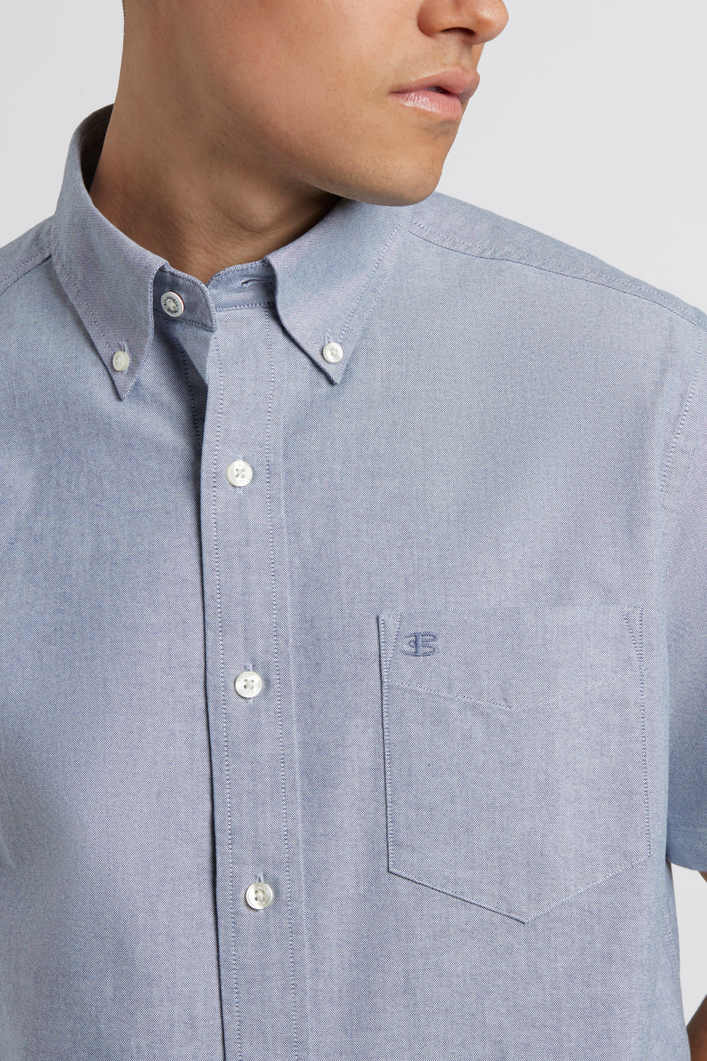 Navy Ben Sherman Short Sleeve Brighton Oxford Organic Shirts | 9384-DXKPW