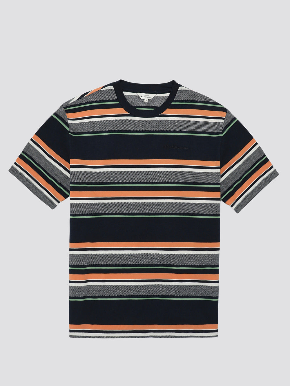 Navy Ben Sherman Signature Engineered Stripe T-Shirt | 6037-SAEGB