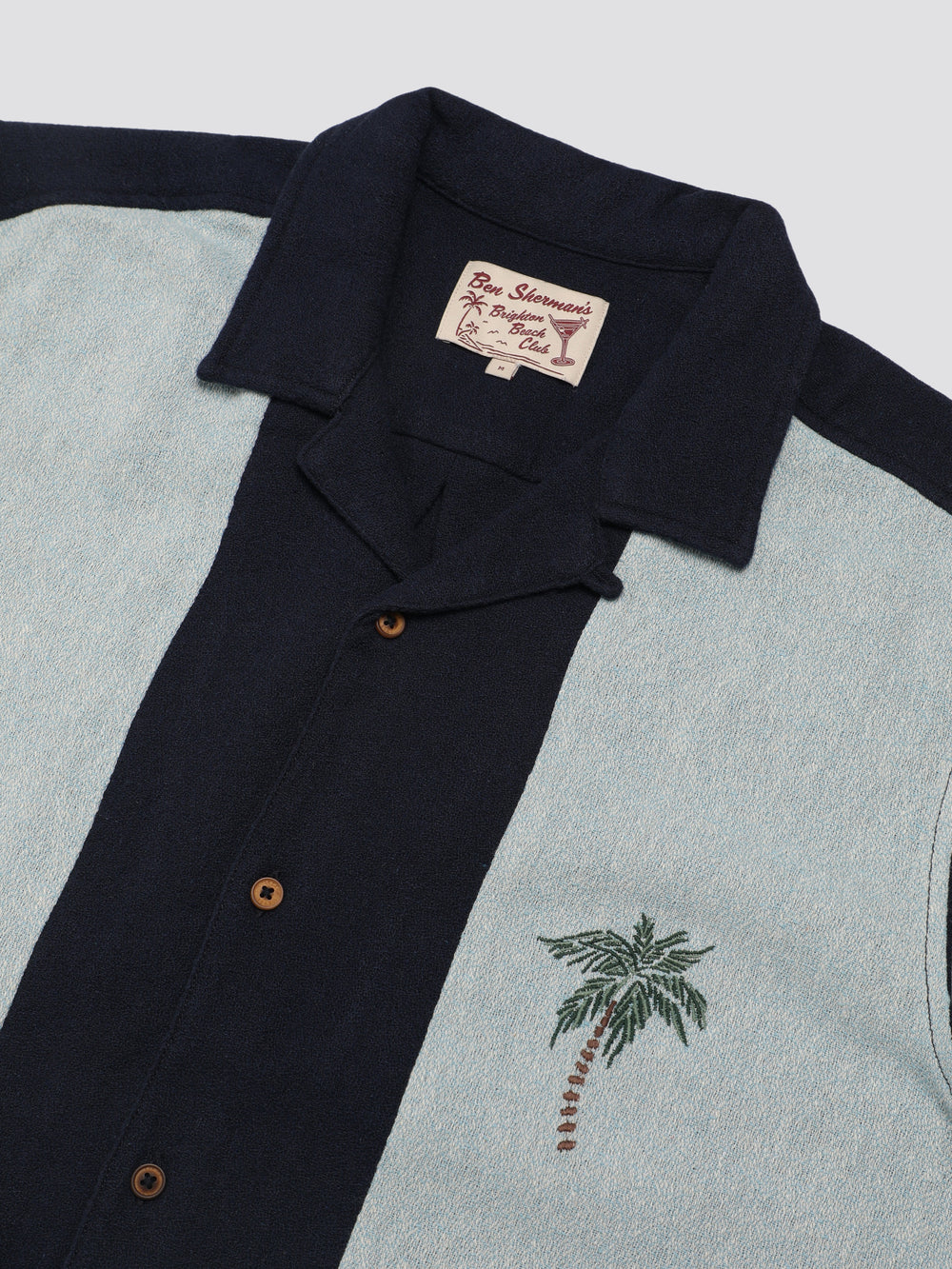 Navy Ben Sherman Signature Recycled Boucle Resort Shirts | 9748-PHSUW