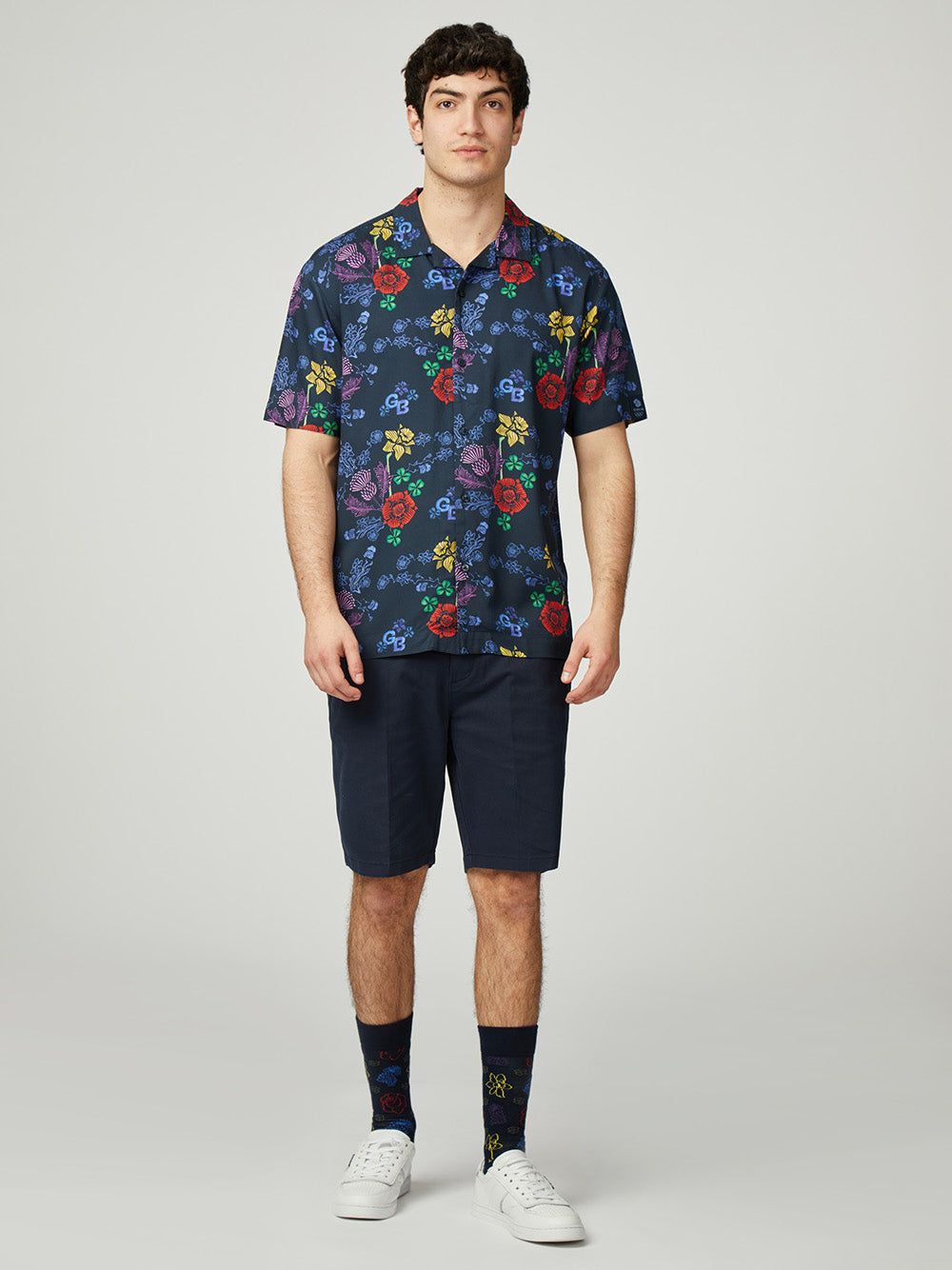 Navy Ben Sherman Team GB Floral Shirts | 2307-IKZOS