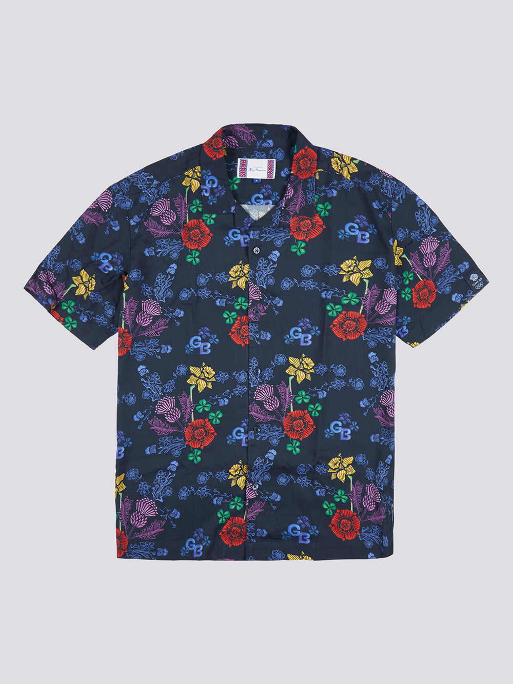 Navy Ben Sherman Team GB Floral Shirts | 2307-IKZOS