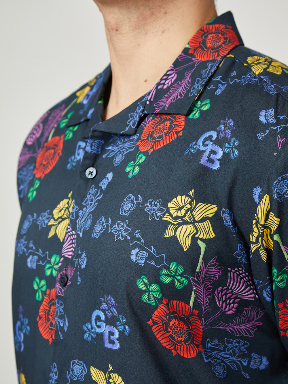 Navy Ben Sherman Team GB Floral Shirts | 2307-IKZOS