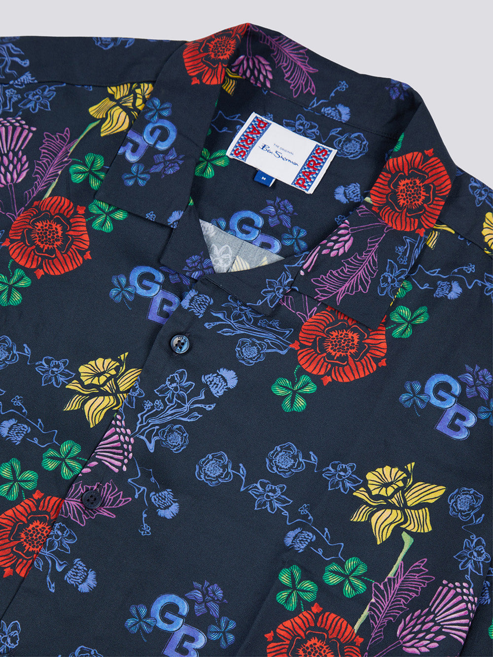 Navy Ben Sherman Team GB Floral Shirts | 2307-IKZOS