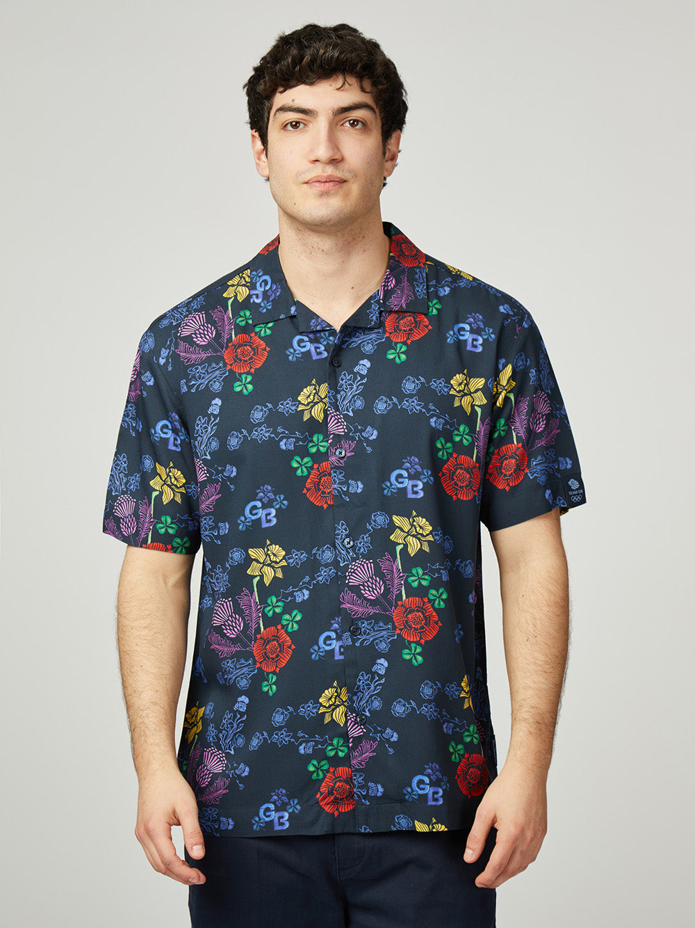 Navy Ben Sherman Team GB Floral Shirts | 2307-IKZOS