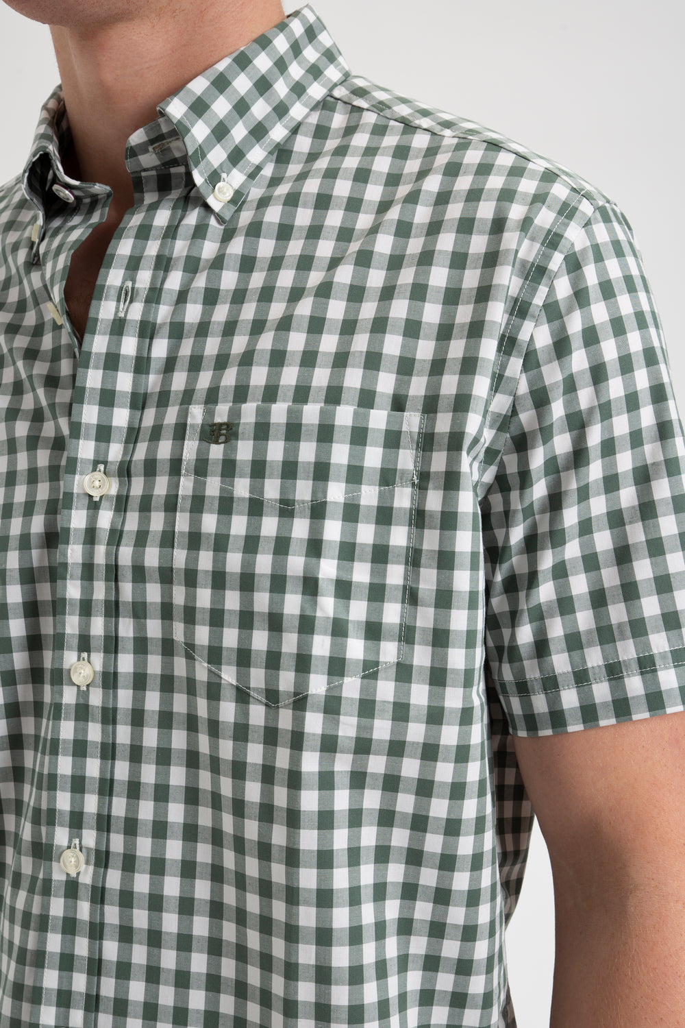 Olive Ben Sherman House Poplin Gingham Shirts | 8570-JUBZD