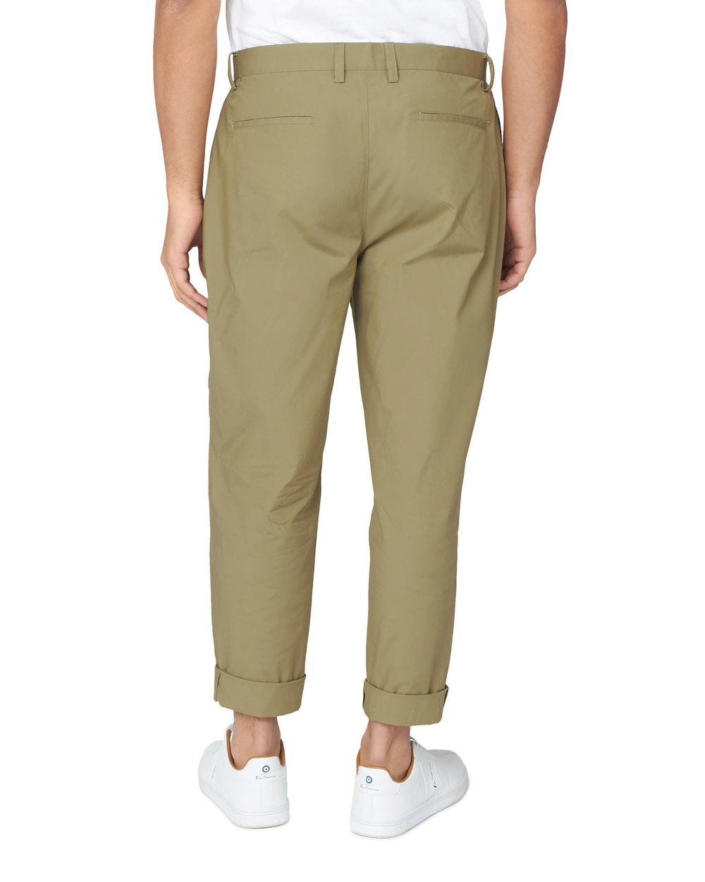 Olive Ben Sherman Poplin Relaxed-Taper Pleated Pants | 4601-MDKSB