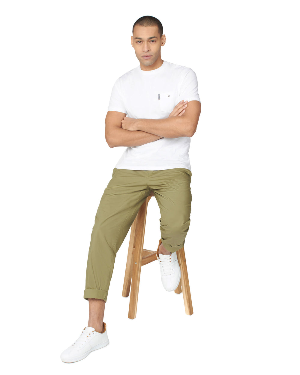 Olive Ben Sherman Poplin Relaxed-Taper Pleated Pants | 4601-MDKSB