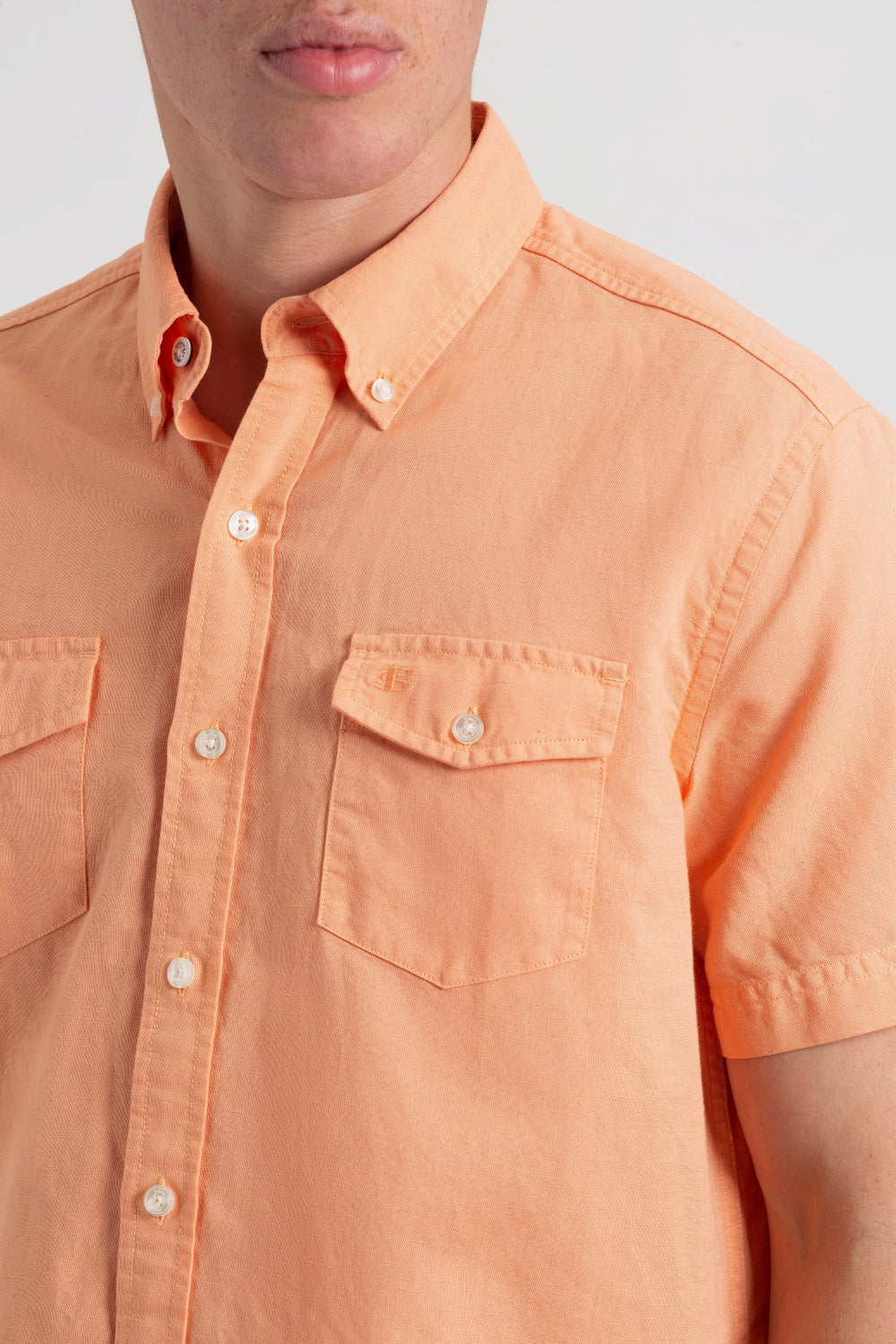 Orange Ben Sherman Garment Dye Linen Shirts | 9438-ZWURP