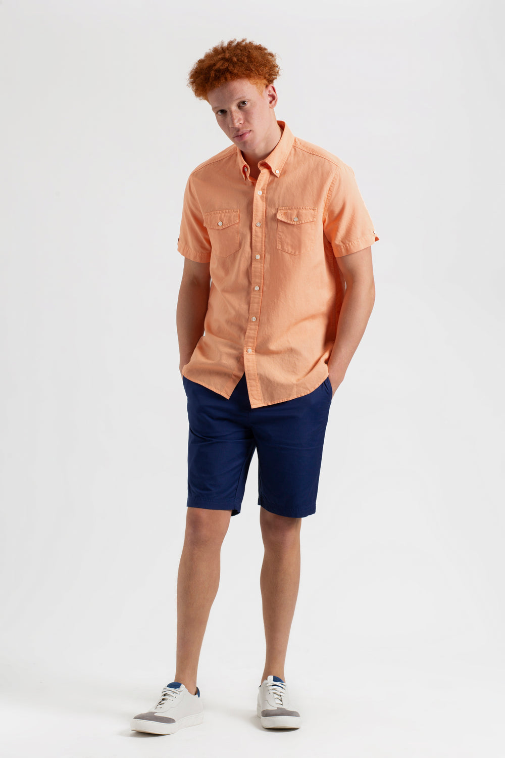 Orange Ben Sherman Garment Dye Linen Shirts | 9438-ZWURP