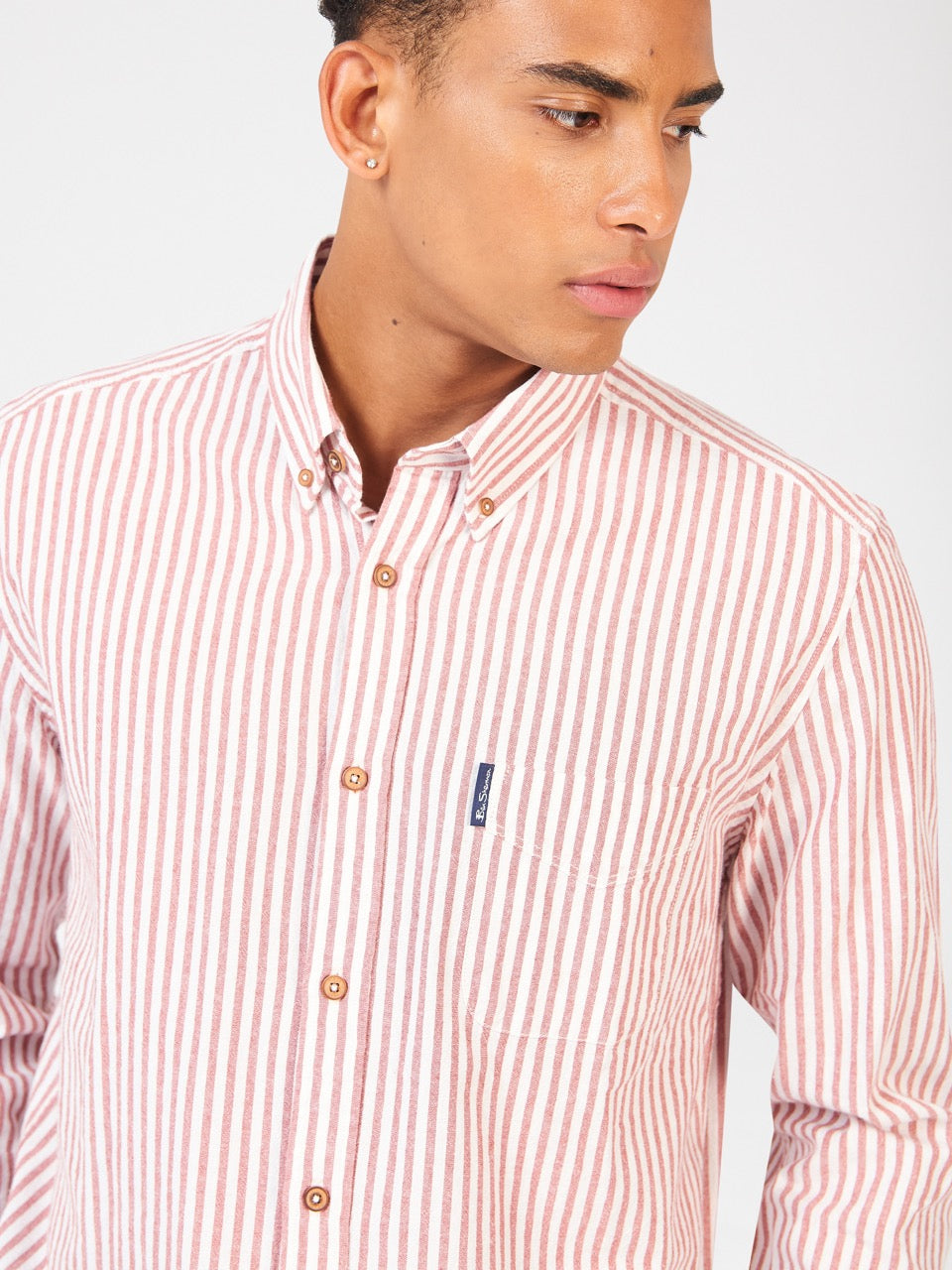 Orange Ben Sherman Recycled Cotton Oxford Stripe Shirts | 3907-XHMAC