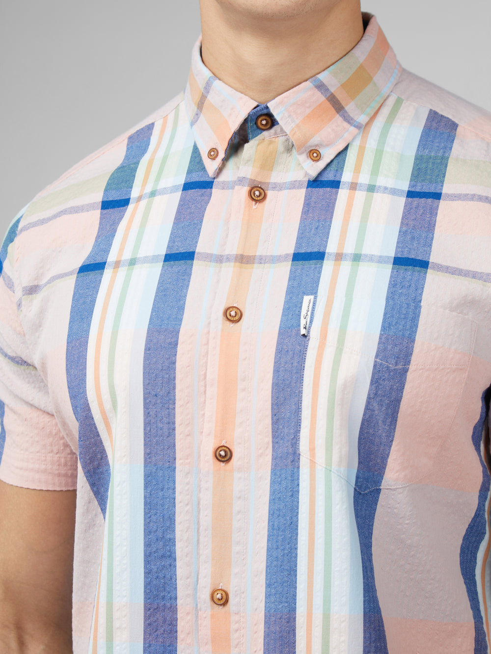 Pink Ben Sherman Signature Seersucker Check Shirts | 0891-LSJNH