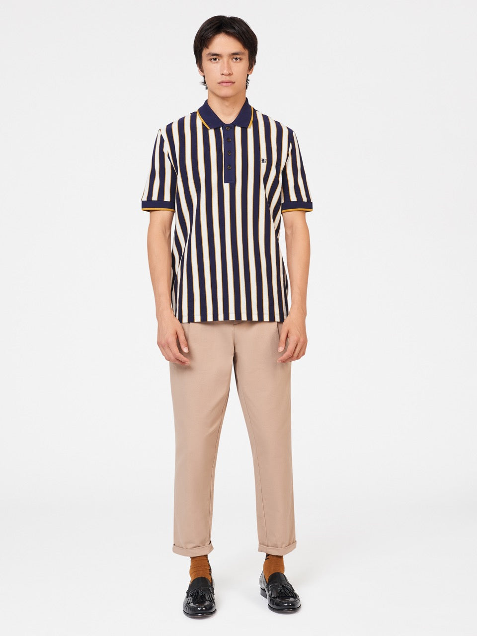 Purple Ben Sherman B by Ben Sherman Vertical Stripe Polo Shirts | 8052-DVQRP