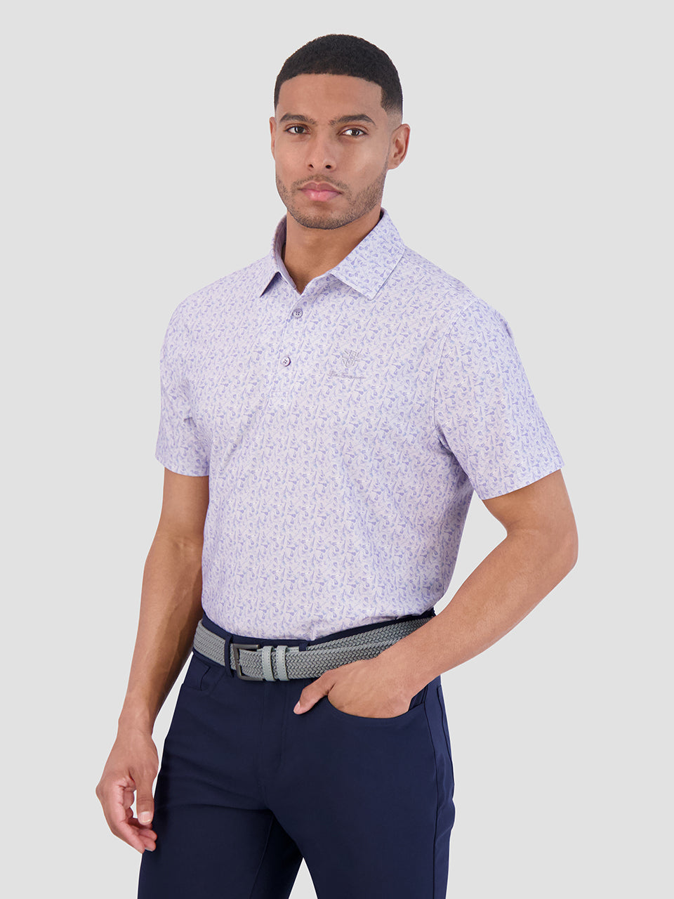 Purple Ben Sherman Mini Guitar Tech Jersey Sports Fit Polo Shirts | 2376-OZYBV