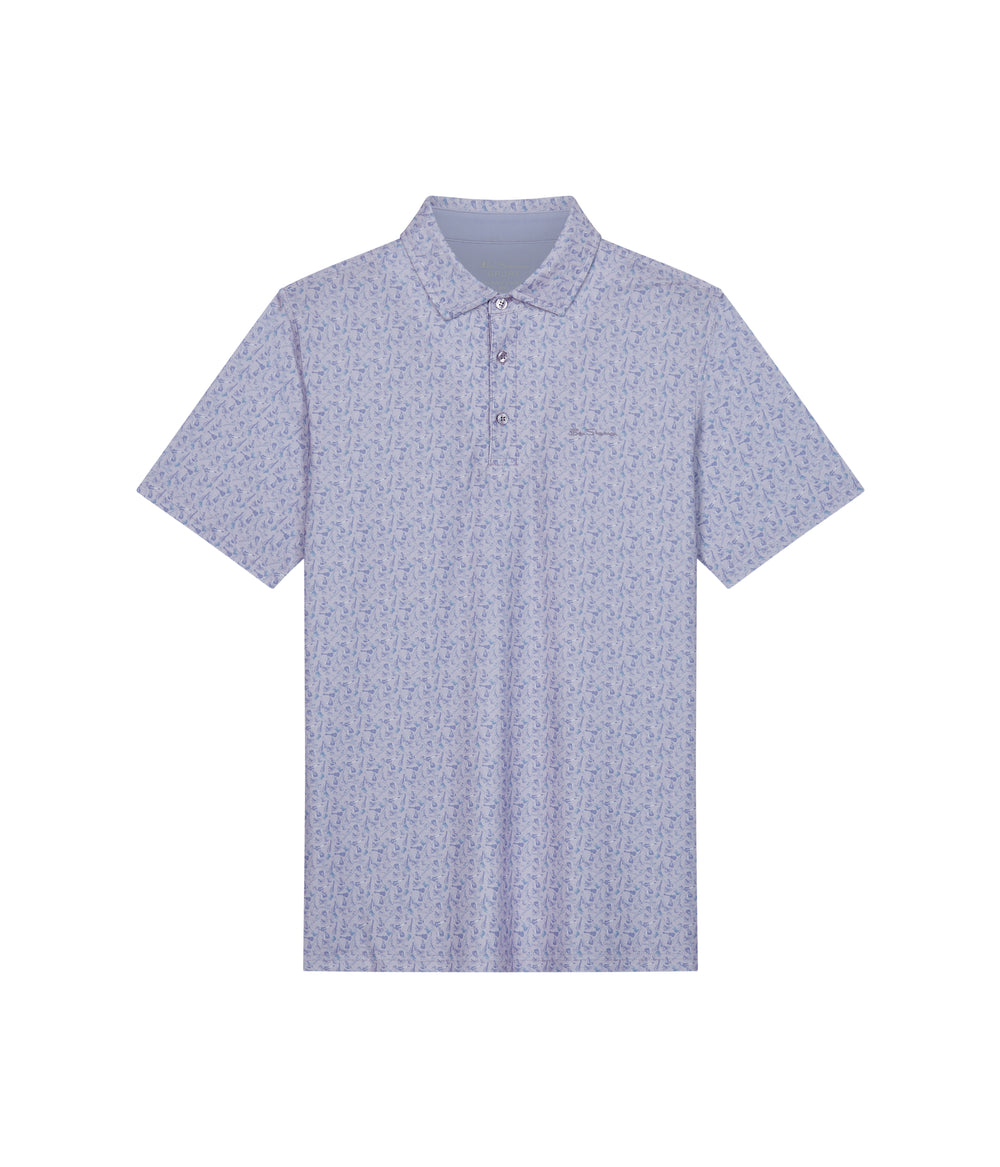 Purple Ben Sherman Mini Guitar Tech Jersey Sports Fit Polo Shirts | 2376-OZYBV