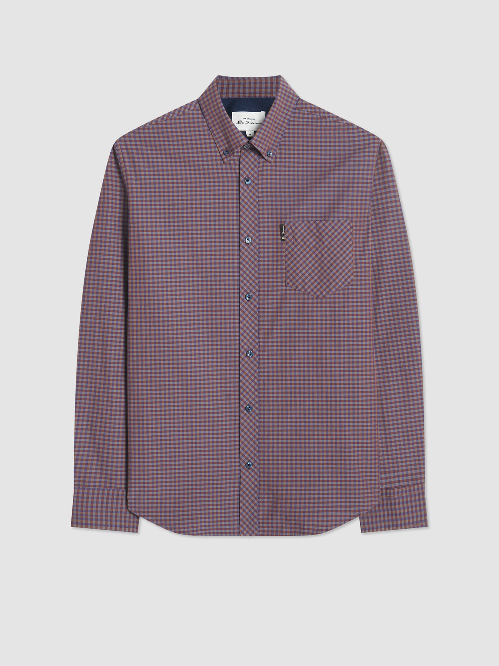 Purple Ben Sherman Signature Gingham Long-Sleeve Shirts | 7480-OTPZJ