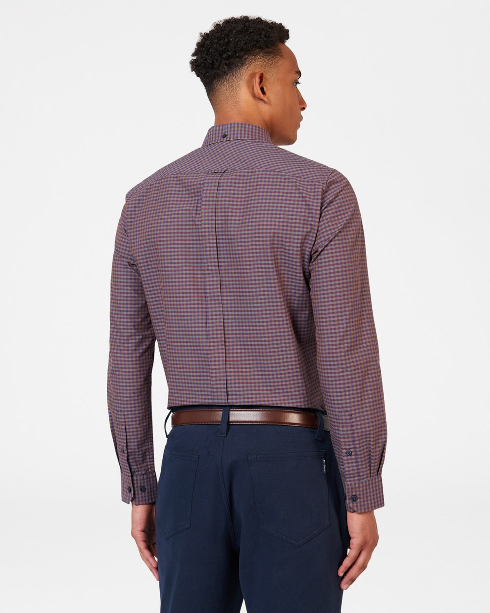 Purple Ben Sherman Signature Gingham Long-Sleeve Shirts | 7480-OTPZJ