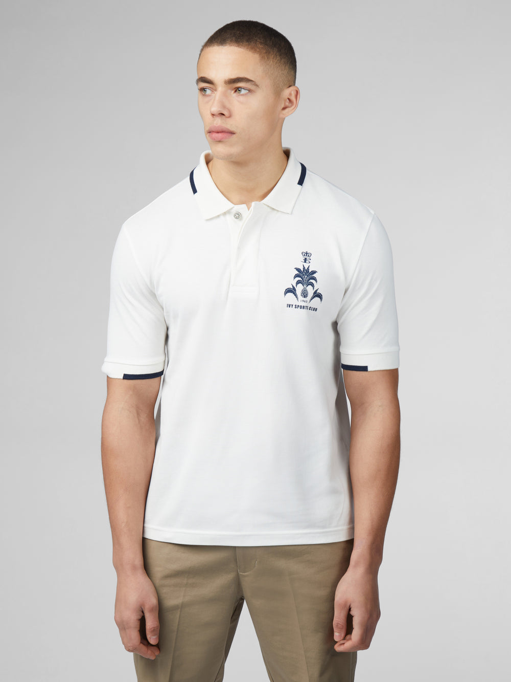 White Ben Sherman B by Ben Sherman Sports Club Embroidered Polo Shirts | 5927-ZPMQW