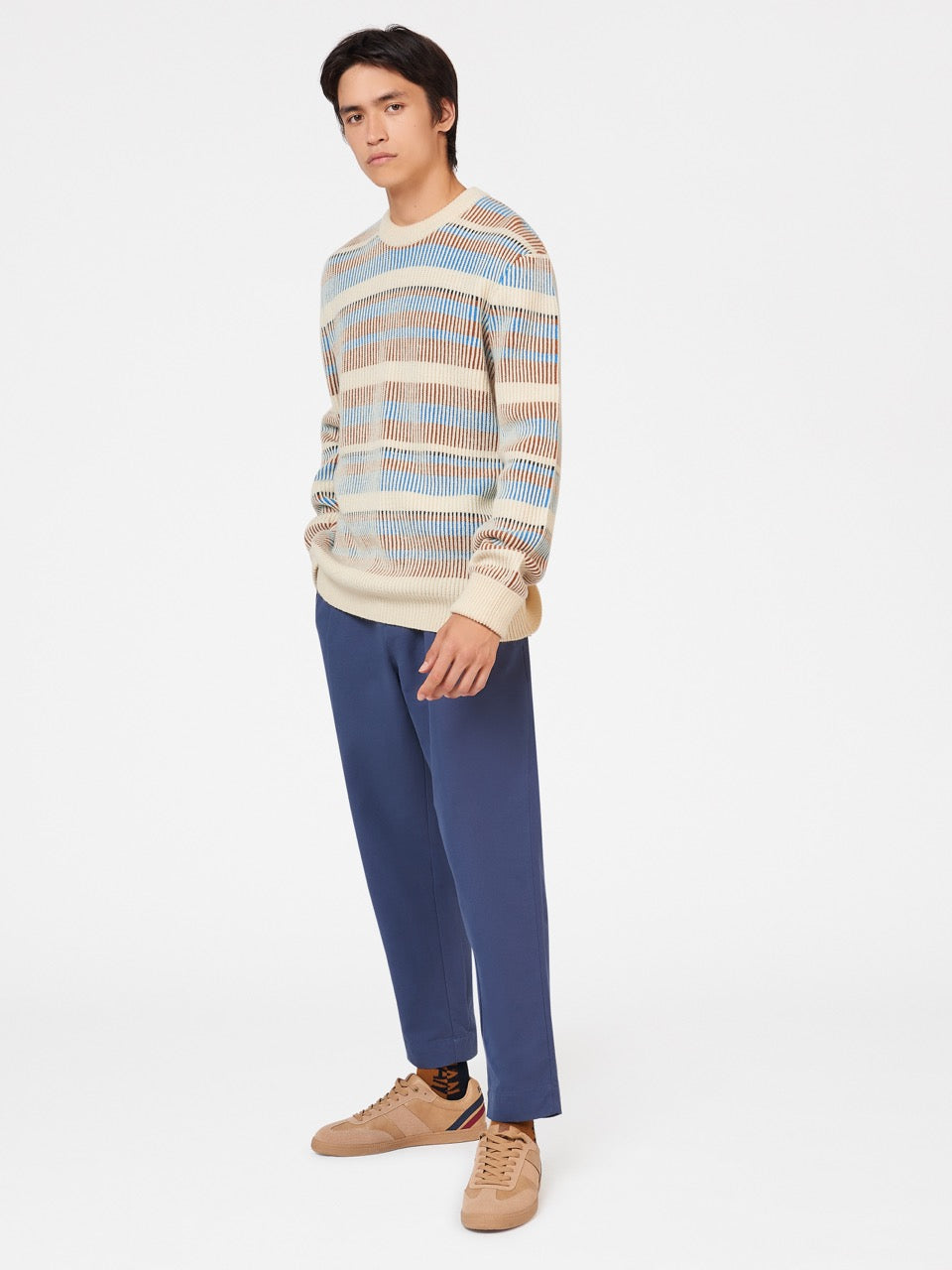 White Ben Sherman B by Ben Sherman Stripe Knitwear | 1795-CMZVQ