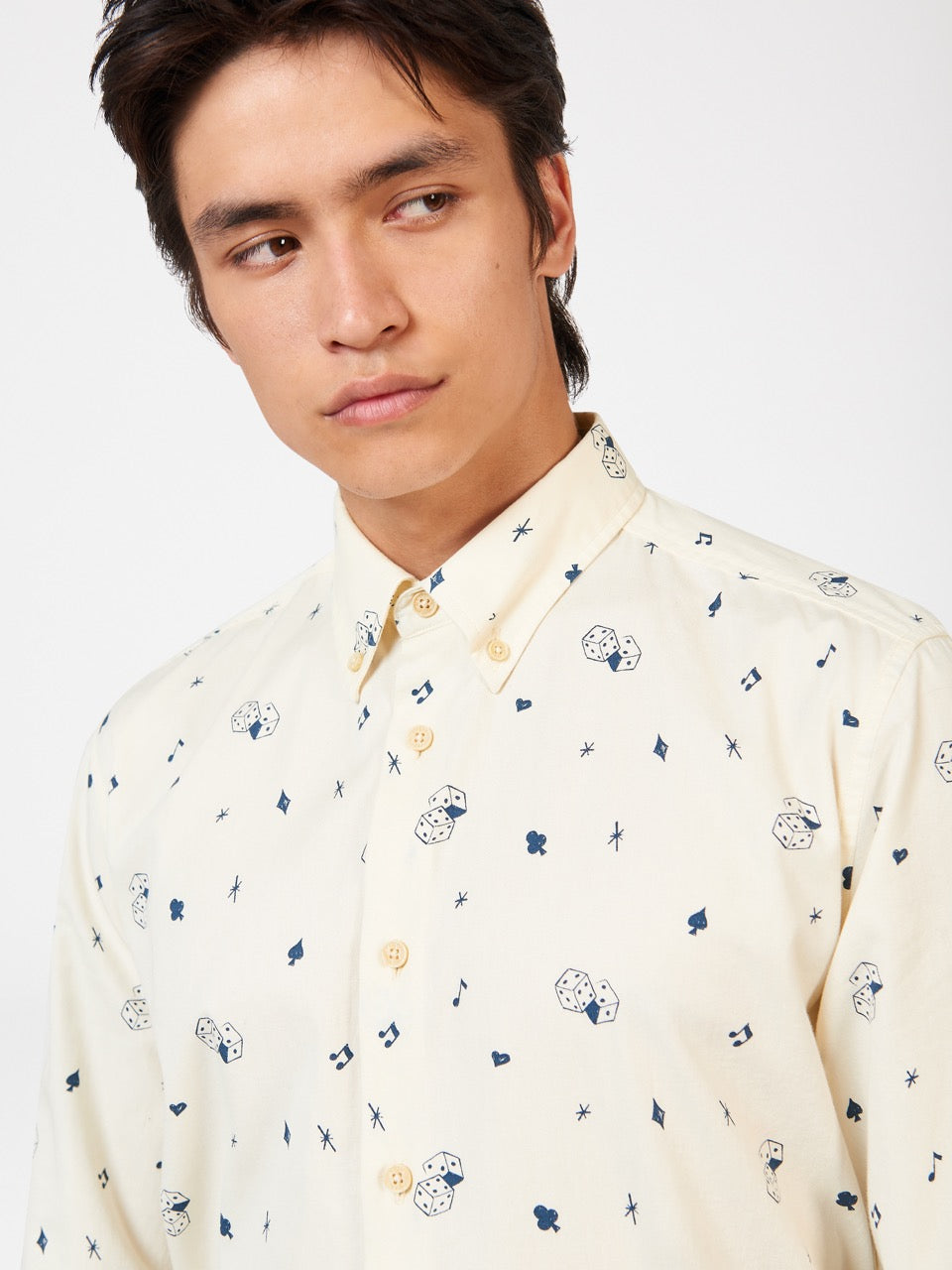 White Ben Sherman Conversational Icon Shirts | 8461-VJRCT