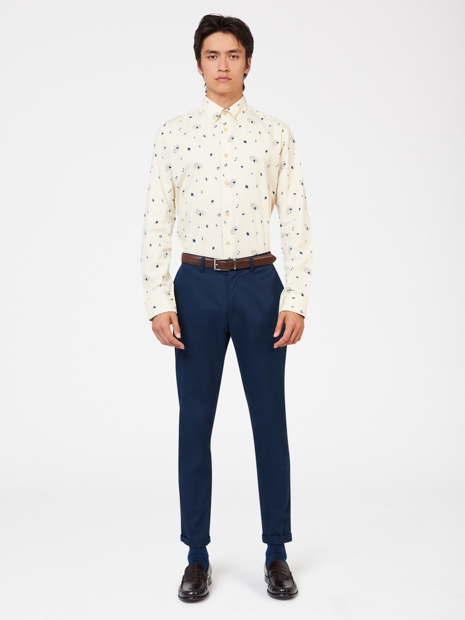 White Ben Sherman Conversational Icon Shirts | 8461-VJRCT