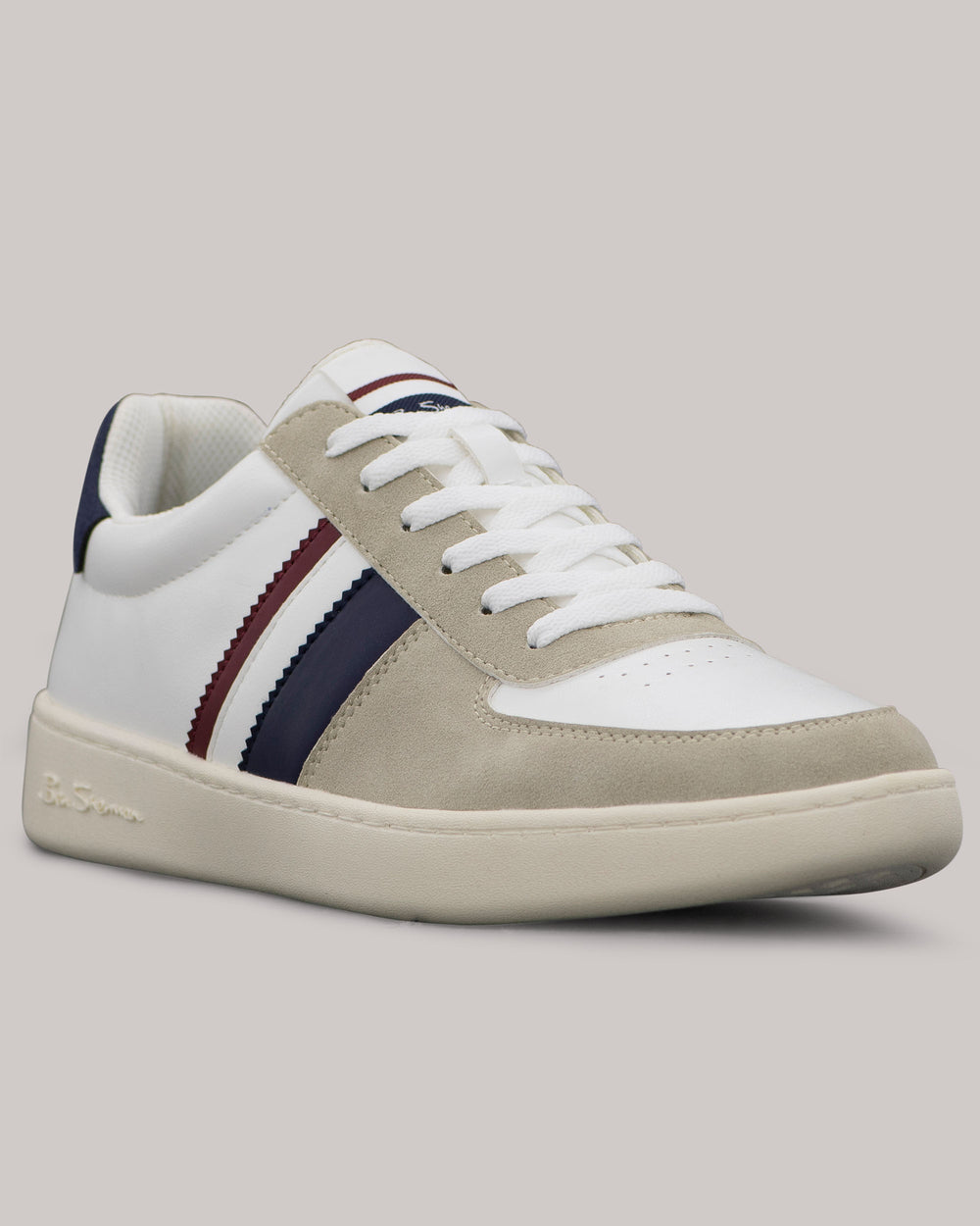 White Ben Sherman Hyde Navy Stripe Sneakers | 6403-NYBWL