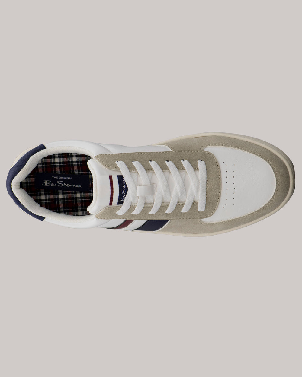 White Ben Sherman Hyde Navy Stripe Sneakers | 6403-NYBWL