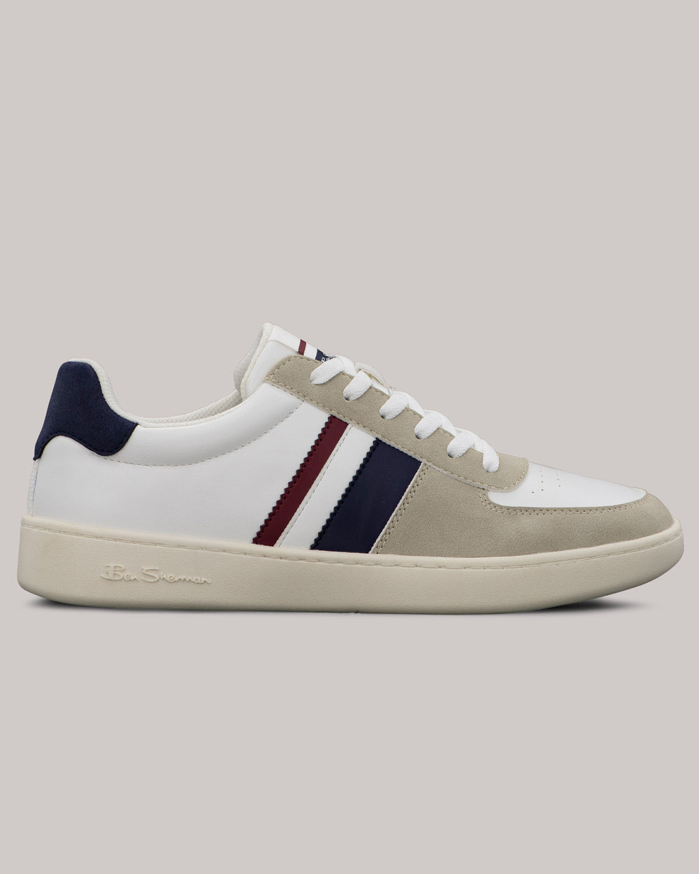 White Ben Sherman Hyde Navy Stripe Sneakers | 6403-NYBWL