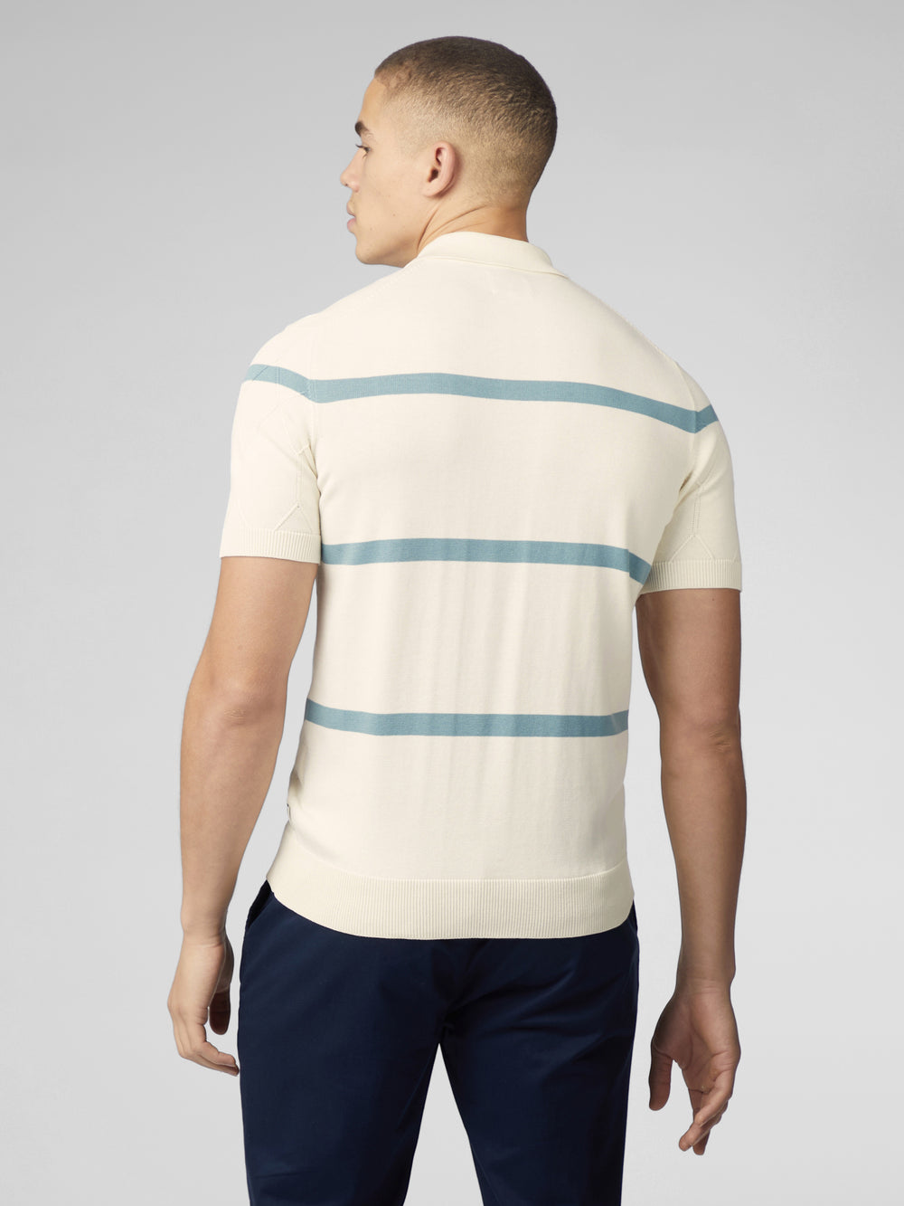 White Ben Sherman Signature Argyle Stripe Polo Knitwear | 8340-WDBXU